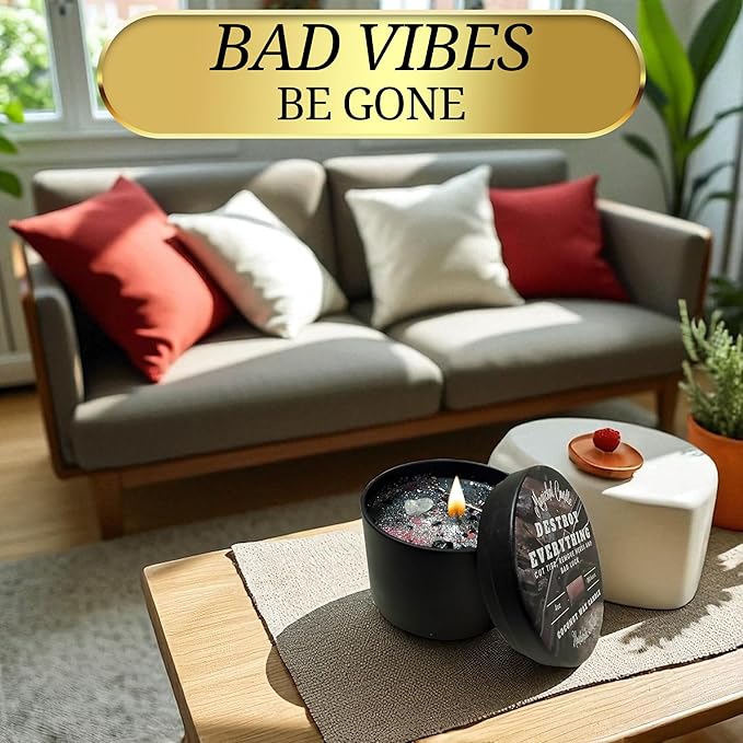 Destroy Everything Spiritual Candle to Cut Ties, Remove hexes and Bad Luck | Energy Cleansing | Soy Candles Non Toxic | Sage Candle | Cleanse Your Home & Calm and Relax (Small 4oz)