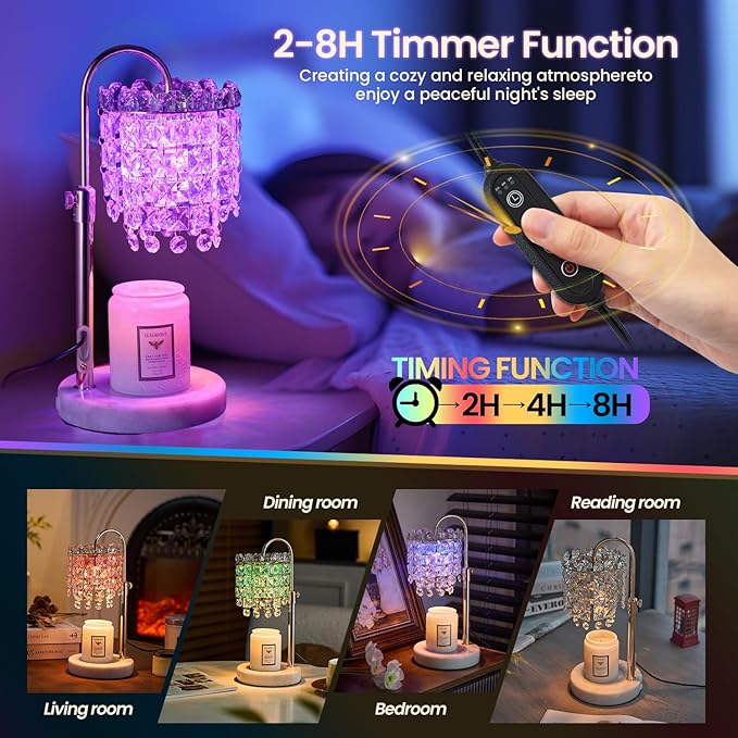 Candle Warmer Lamp with Timer Dimmer Adjustable Height for New Home Bedroom,Vintage Home Decor for Scented JaR 3 Bulbs for New Home Decor, Women Mom Christmas Birthday Gifts,Black (RGB Fgold)