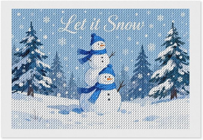 AIVKIEJK Diamond Painting Kits for Adults - Merry Christmas Snowman Winter Painting DIY 5D Full Drill Diamond Dots Paintings with Diamonds Gem Art and Crafts Home Decor 8"x12"