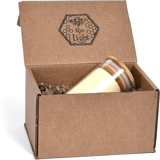 BeeTheLight Beeswax Jar Candle with Cork Lid - Vanilla Honey Aromatherapy Candle - 40 Hours Burn Time - All Natural 100% Pure Beeswax Candle - Handmade Decorative Jar Candle