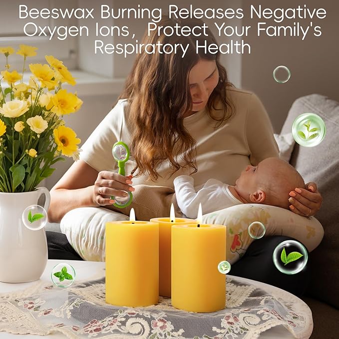 12 Pack Natural Beeswax Pillar Candles,100% Pure Beeswax Candles-384 Hours Long Burning,Unscented Bees Wax Candles for Home,Prayer,Emergency,Dripless Smokeless Organic Pillar Candles Bluk-2x3in