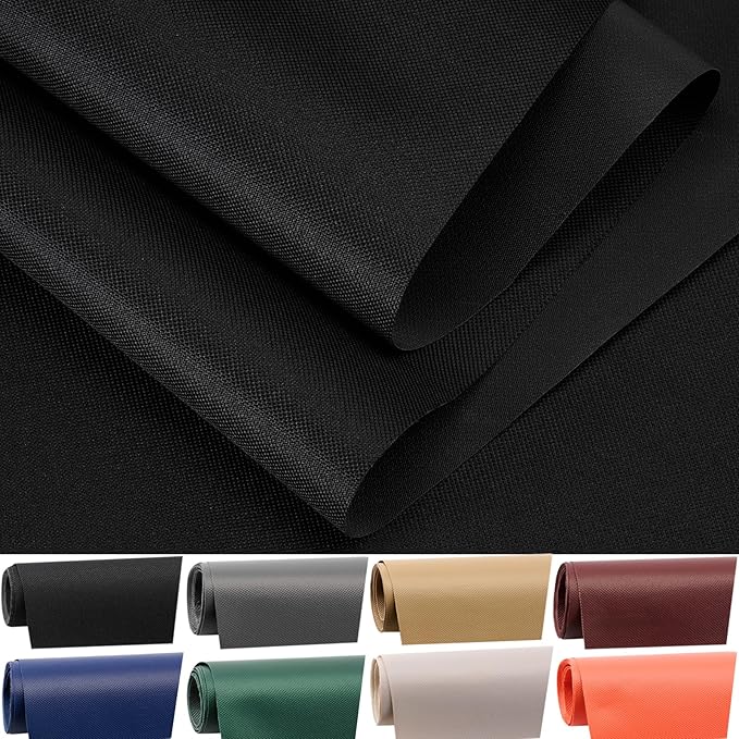Waterproof Canvas Fabric by The Yard 60" W 600 Denier PVC Backing Water Repellent Polyester Upholster Fabric Material for Indoor Outdoor Marine Awning Tent Craft DIY(1 Yard, Black)