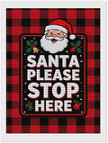 AIVKIEJK Diamond Painting Kits for Adults - Holly & Stars, Santa Please Stop Here Painting DIY 5D Full Drill Diamond Dots Paintings with Diamonds Gem Art and Crafts Home Decor 12"x16"