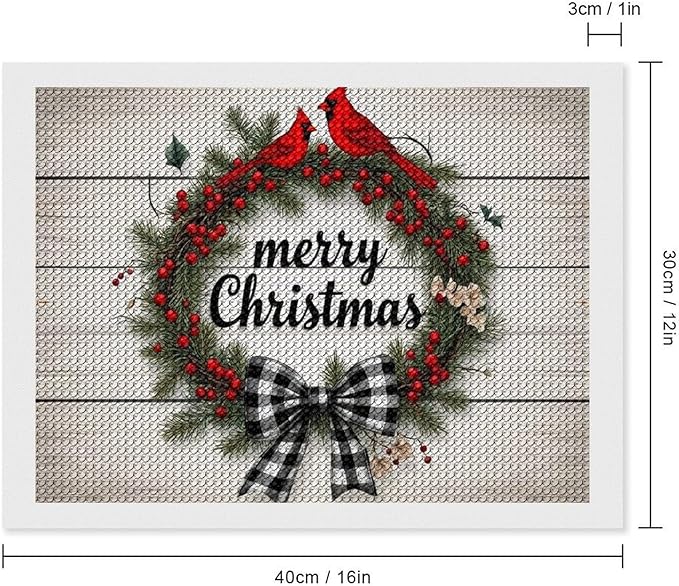 AIVKIEJK Diamond Painting Kits for Adults - Christmas Red Cardinal Birds Wreath Painting DIY 5D Full Drill Diamond Dots Paintings with Diamonds Gem Art and Crafts Home Decor 12"x16"
