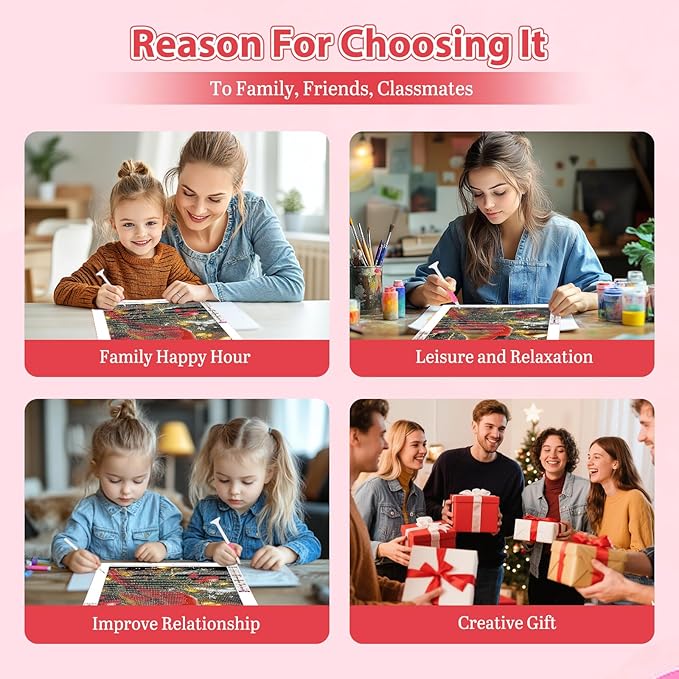 Genius maker Christmas Cardinalk Diamond Painting Kits for Adults, 5D Diamond Art Kits for Adults Beginners, DIY Full Drill Gem Art Diamonds Painting Pictures Crafts Kit for Home Wall Decor 12x16inch