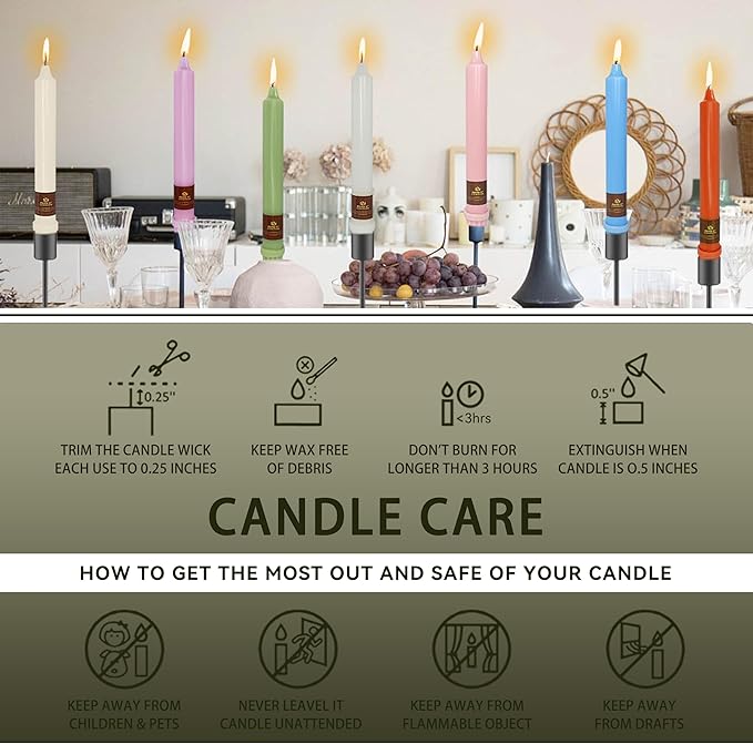 Olive Candles 4 PCS Taper Candle Unscented Tapered 8 inch Smokeless Candlesticks Candles Sticks Gift Idea Table Decor Candle Housewarming Dinner