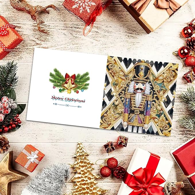 5D Diamond Art Painting Greeting Cards Kit, DIY Cards for Blessings Congratulations Gifts, Greeting Card Set for Birthday Thanksgiving Day Christmas Halloween-Nutcracker