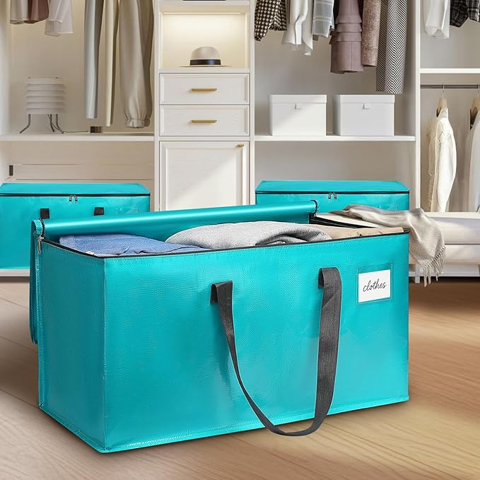 Moving Bags Heavy Duty Sky Blue – Large Packing Bags for Moving, Extra Large Storage Totes with Zippers and Handles