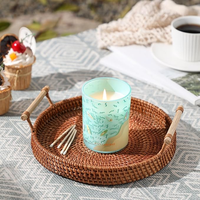 Hanalei Bay Candle,Spring Summer Candles,Sea Salt & Ocean Scented Candles,Ocean Gifts for Friend,Surfer,Sunbather,Beach Lover,Soy Wax Candle for Home Decor,10oz