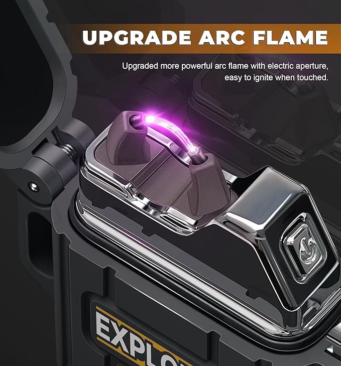 Lafagiet 2 Pack of USB-C Electric Lighter & Dual Torch Lighter Butane Gas refillable, Waterproof Windproof Lighters Multipack for Hiking, Camping, Outdoor Gear (NO Gas)