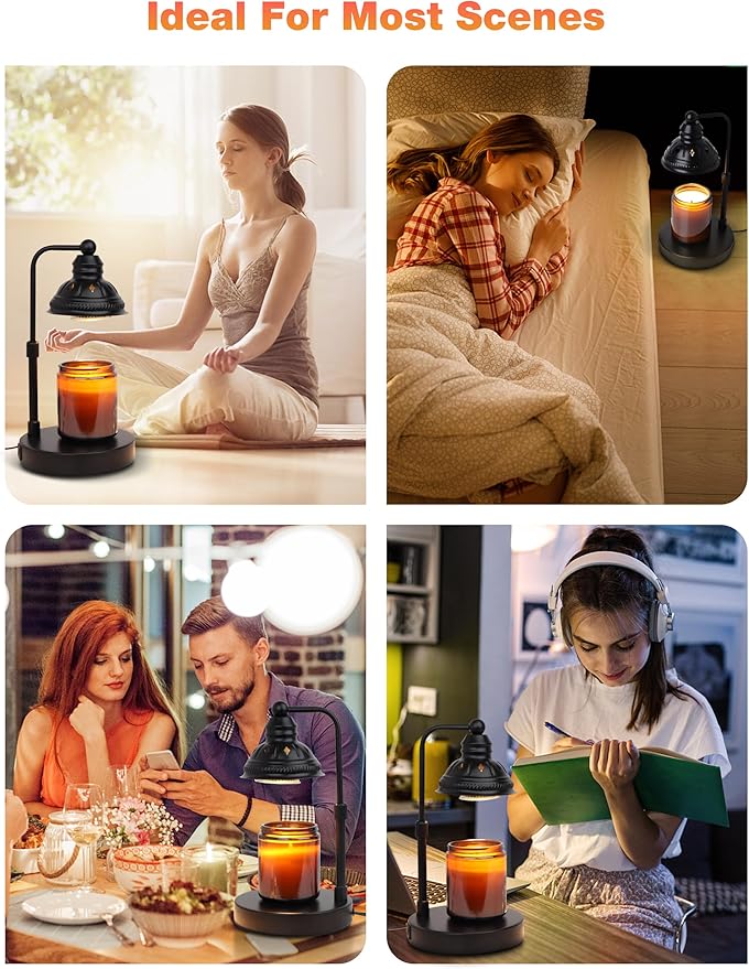 Candle Heater Lamp with Timer and Dimming Function, Height Adjustable Candle Melting Lamp Heater for Aromatherapy Jar Candles, Home Decor for Women (Black)