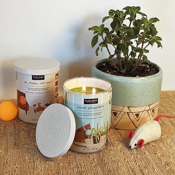 Tuscany Candle Secret Playplace: Lotus Blossom Scented Pet Odor Neutralizing Candle, 14 oz