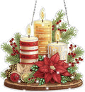 Bowetile Christmas Diamond Art Hanging Kits for Adults, Candle Diamond Art Suncatchers, 5D Special Shape Diamond Painting Pendant Window Ornament Christmas Gifts for Home Door Wall Decor