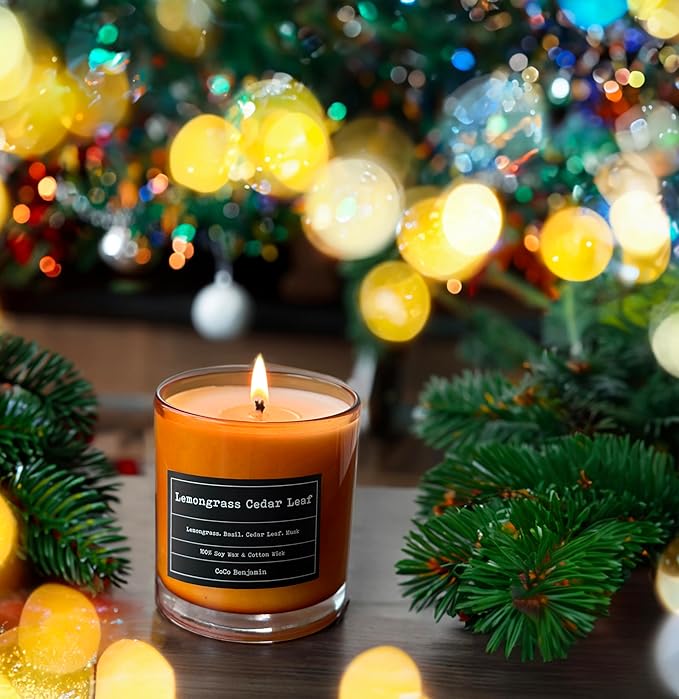 100% Soy, Highly Scented, Hand Poured Soy Candle (Lemongrass Cedar Leaf)