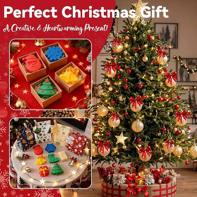 MuseLuxe Soap Making Kit for Adults - Christmas Soap Making Supplies with Melt and Pour - Base, Silicone Molds, Colorant,Fragrances,Gifts Packaging,DIY Holiday Craft Set for Beginners