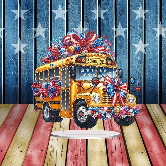 ARTopet 2Pcs DIY Diamond Desktop Ornament US Independence Day Special Shaped Crystal Double Sided Pattern Single Sided Diamond Art Painting Tabletop Home Ornaments Decor-02