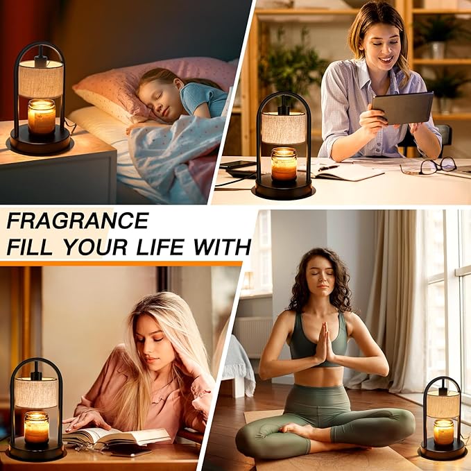 Candle Warmer Lamp with Timer, Dimmable Candle Lamp Warmer for Jar Candles, Wax Warmer with 2 Bulbs, Birthday Gifts for Women Mom, House Warming Gifts New Home Decor (Single-Bracket)