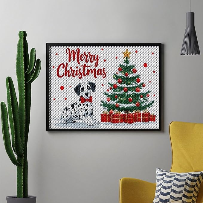 AIVKIEJK Diamond Painting Kits for Adults - Christmas Joyful Canine Holiday Painting DIY 5D Full Drill Diamond Dots Paintings with Diamonds Gem Art and Crafts Home Decor 12"x16"