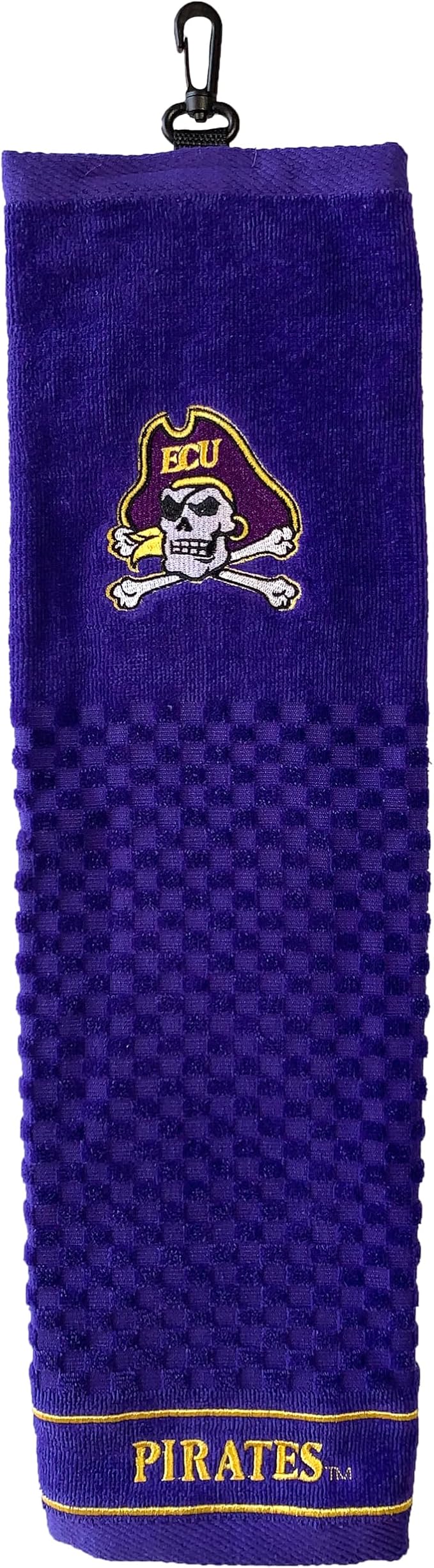 Team Golf NCAA East Carolina Pirates Embroidered Golf Towel Embroidered Golf Towel, Checkered Scrubber Design, Embroidered Logo