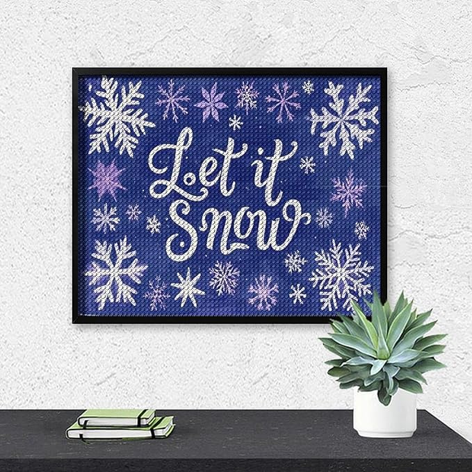 AIVKIEJK Diamond Painting Kits for Adults - Festive Snowflake Christmas Let It Snow Painting DIY 5D Full Drill Diamond Dots Paintings with Diamonds Gem Art and Crafts Home Decor 16"x20"