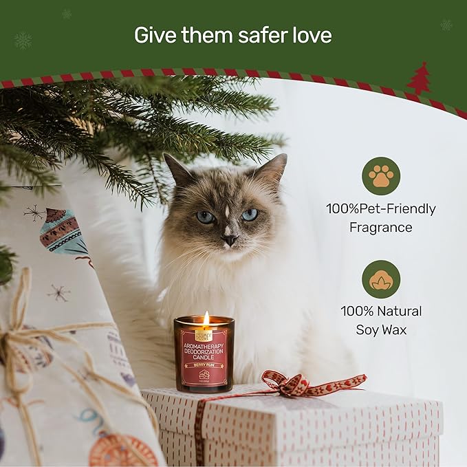 Odor Eliminating Candle, Berry Rum Scented Candle, Pet-Friendly Soy Candles for Christmas, 60 Hours, 7 oz