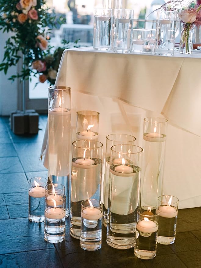 D'light Online Large White 3 Inch Floating Candles for Events, Centerpieces, Spa, Pool, Home Decor, Cylinder Vases and Holiday Decor - (White, Set of 108)