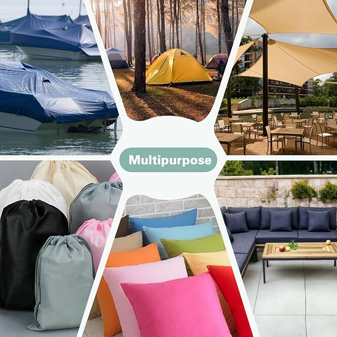 ANMINY 100% Waterproof Outdoor Fabric 5 Yards, 58" W 600D Marine Canvas Fabric with PVC Backing, Ripstop Upholstery Material by The Yard for Furniture Boat Covers Tent Awning, Aqua