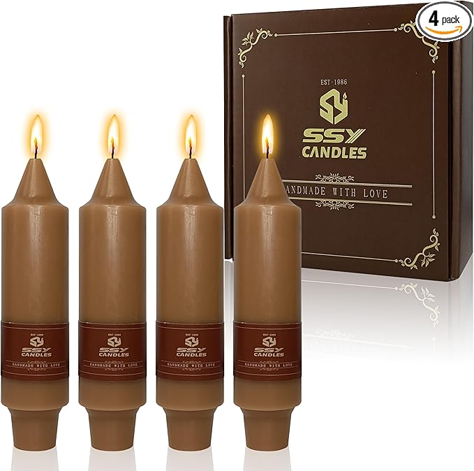 4 PCS Short Taper Candles Brown Candle Tapers Candle Sticks 5 inch for Dinner Household Wedding Party Home Décor Candles