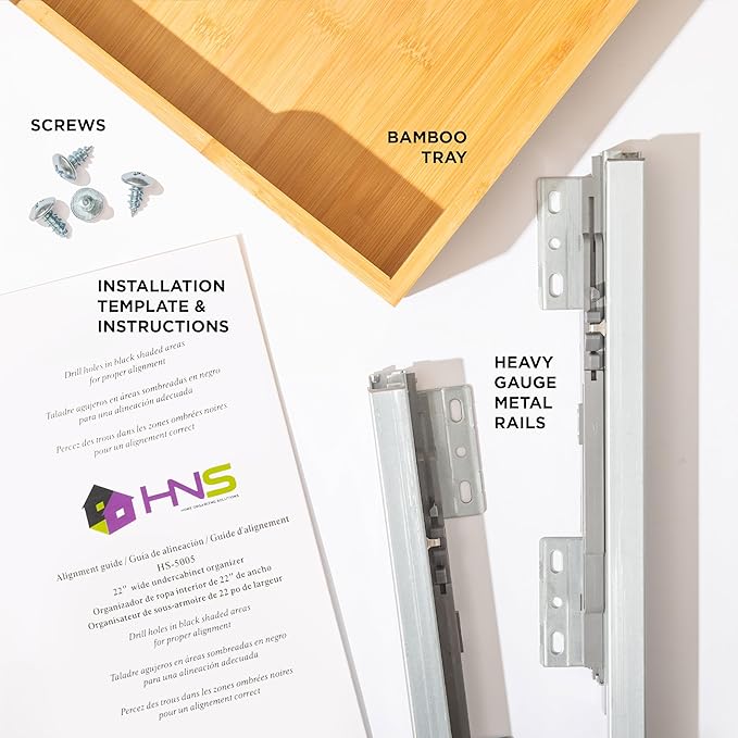HOLDN’ STORAGE Bamboo Wooden Pull out Cabinet Organizer 26"W x 21"D Requires At Least a 27.25"W x 21"D Cabinet Opening W/Lifetime Limited Warranty, Bamboo Tray and Heavy Gauge Metal Rails