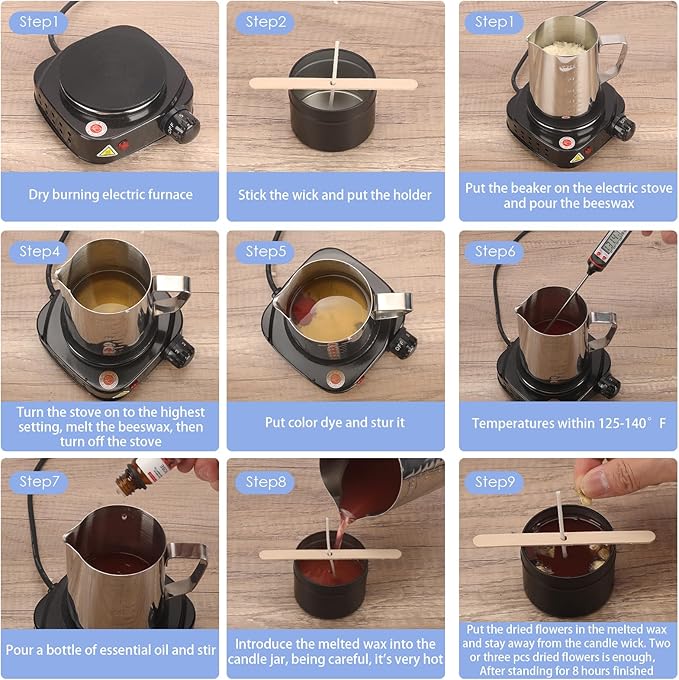 Haccah Candle Making Kit with Wax Melter, DIY Arts&Crafts Gift for Adults,Beginners,Candle Making Supplies,Including Electronic Stove,Rich Scents,Wicks,Melting Pot,Dyes,Candle tins
