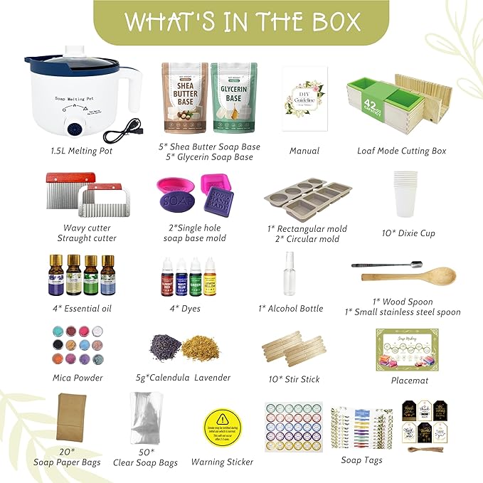 PIUH Premium Soap Making Kit for Adults Making Soaps, DIY Soap Making Kits with Soap Melter, Natural Melt and Pour Soap Base, Soap Loaf Mold and Supplies for Adults Begineers Homemade Soap Kit