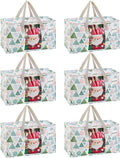 VENO 6 Pack Moving Bags, Large Christmas Storage Bins with lids, Packing Supplies for College, Alternative to Moving Boxes, Foldable, Heavy-Duty Tote, Christmas Pattern (Pastel Forest, 6 Pack)