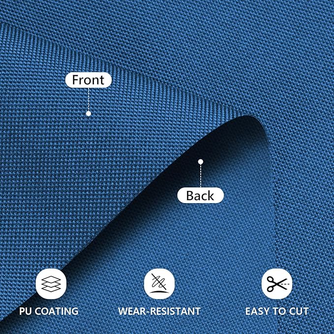 Waterproof Canvas Fabric by The Yard 58inch 600D Upholstery Material Polyester Fabric Outdoor Water Resistant Fabric for Sewing Chair Patio Cushion Purse Bag Interior, 12 Yard Ocean Blue