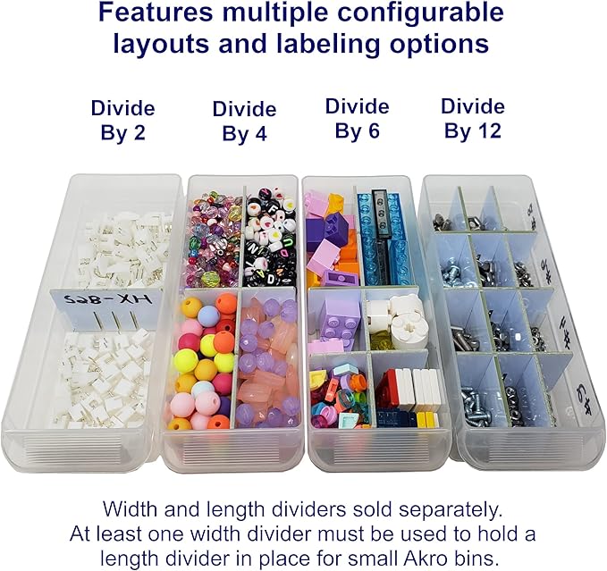 (64-Pack) Small Drawer Configurable Width Dividers compatible with Akro-Mils Plastic Storage Craft Cabinets, (Dividers Only)