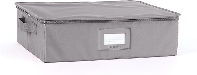 Covermates Keepsakes Zip-Top Storage Box Set, 3 Pack Heavy Duty Polyester Organizer Bins, Stackable Design, ID Window, Reinforced Handles, Closet Home Storage, Graphite