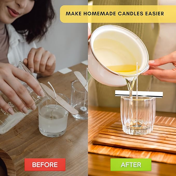 Metal Candle Making Wick Holder Bars- 20-Pack - Candle Wick Centering Device -Metal Wick Holder - Candle Making Kit, Candle Making Supplies
