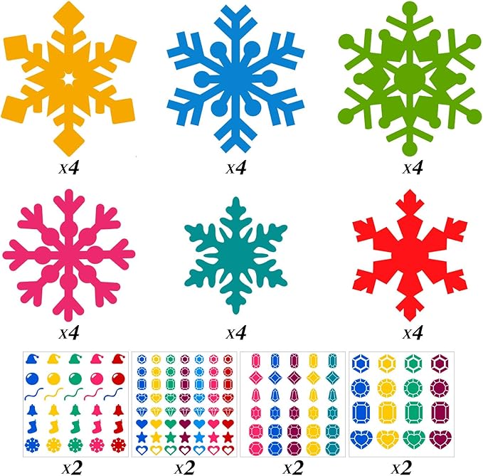 Zonon 24 Pieces Holiday Snowflake Craft Kit Winter DIY Hanging Craft Ornaments Snowflake Kit for Christmas Tree Home Activity Decorations(Bright Colors)