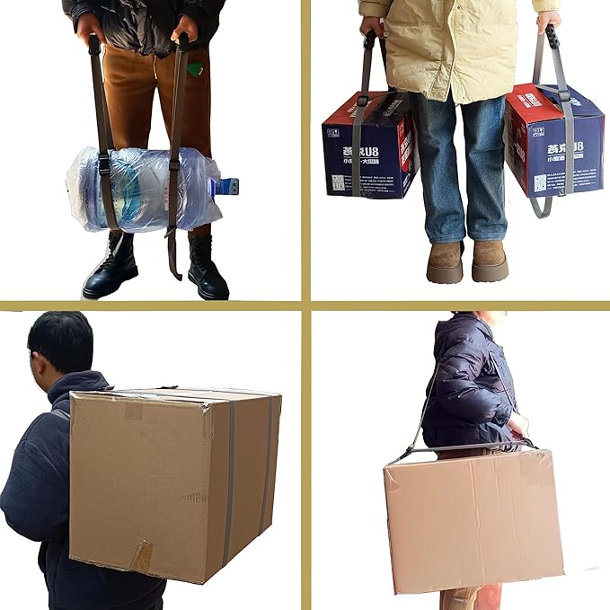 Moving Straps Carry Strap Lifting with Handle for 1 or 2 Mover | Adjustable and Strong | for Easy, Safe, Secure Carrying Boxes,Tent,Luggage,Beach Chairs,Book,Hand Shoulder Back,Grey,Up to 100 LBS