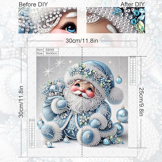 antor Christmas Diamond Painting Kit, 5D Special Shape Diamond Art for Adults, Cute Santa Claus Holiday Scene Crystal Rhinestones Diamond Painting Canvas, Christmas Home Wall Decor Crafts Gift