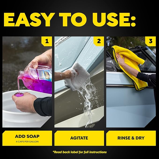 Meguiar's M43 Marine/RV Boat Wash, pH-Balanced Boat/RV Wash for Protecting Fiberglass and Gel Coat, Streak-Free Shine that Keeps Surfaces Clean and Protected, 64 Oz