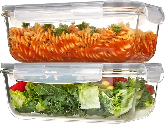 Vtopmart 35+22+63oz Glass Food Storage Containers with Lids, Airtight Reusable Meal Prep Lunch Container Set, Safe for Oven, Microwave, Freezer, and Dishwasher