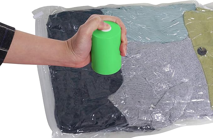 PAC 'N STACK, Handheld Vacuum Sealing Storage with Bags, Easy to Use, Reusable, Waterproof, Cordless, Compact, and Portable, Ideal for Travel, Reduces Volume, with Extra Bags