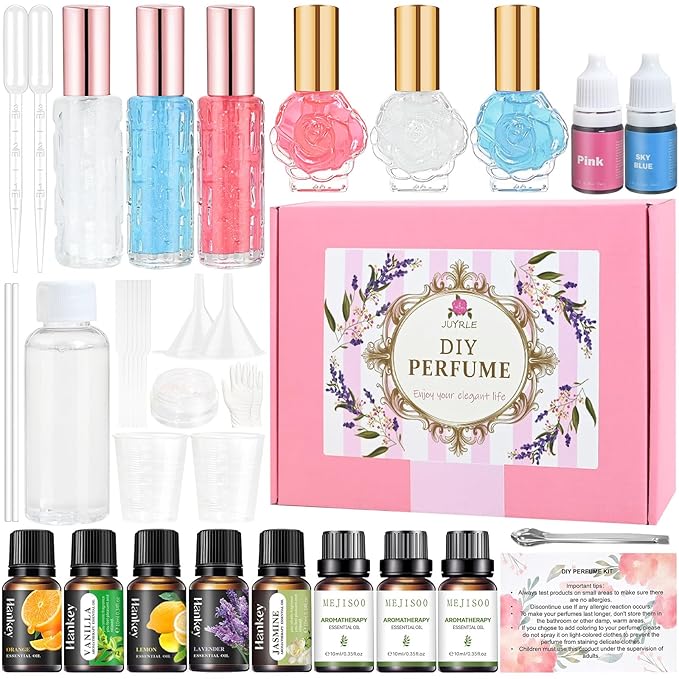 JUYRLE Perfume Making Kit- 37Pcs DIY Perfume Making Kits for Women, Make Your Own Scent with Essential Oil, Bottle, Fragrance Set, Fragrance Birthday Gifts Sets for Women Girls