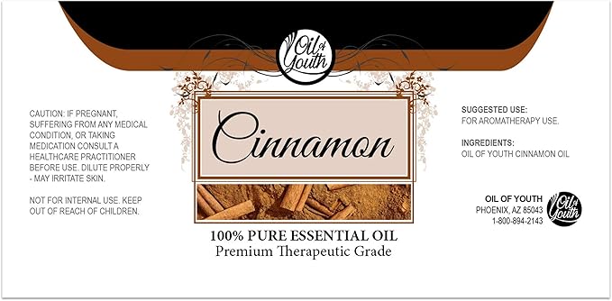 Oil of Youth Essential Oils 8oz Cinnamon Oil for Aromatherapy