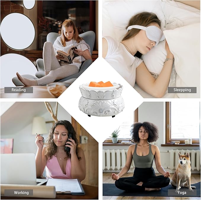 ASAWASA Ceramic Candle Wax Warmer with 1 pc Silicone Dish, 3-in-1 Wax Melter Burner for Kitchen Home Spa Yoga Gift (White)
