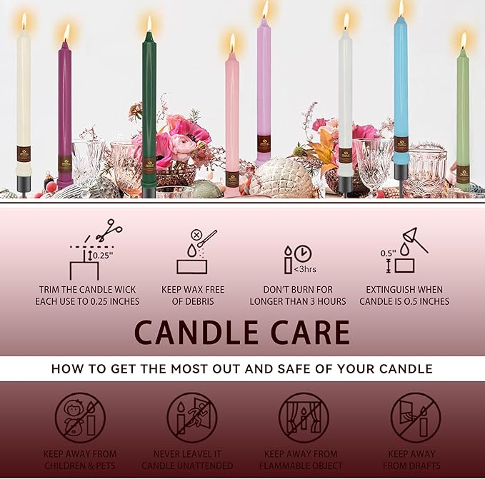 Red Taper Candles Unscented Taper Candlesticks 10 Inch Long Dinner Candle Sticks 4 PCS Smokeless Candle for Christmas Household Wedding Home Decor