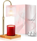 Candle Warmer Lamp, Candle Lamp Wax Warmer Heating, Timer & Dimmer 7-Levels, Fits Cup Jar Candle, Top Melting, Crystal Heater Lamp for Scented Wax, Elegant Home Decor, Pink Glass