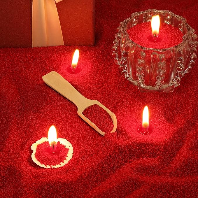 Pearled Scented Candle 2.2 lb Sand Wax Scented Sand Candle Mother's Day Kit for Women Love Gifts with Box 50 Wicks for Mother's Day Wife Couples Mother(Red,Apple Cinnamon Scent)