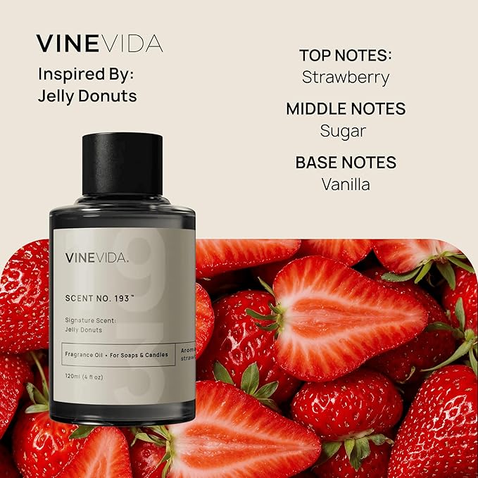 VINEVIDA [4 oz] Scent Jelly Donuts; Fragrance Oil for Candle Making and Soap Making - Winter & Holiday Oils