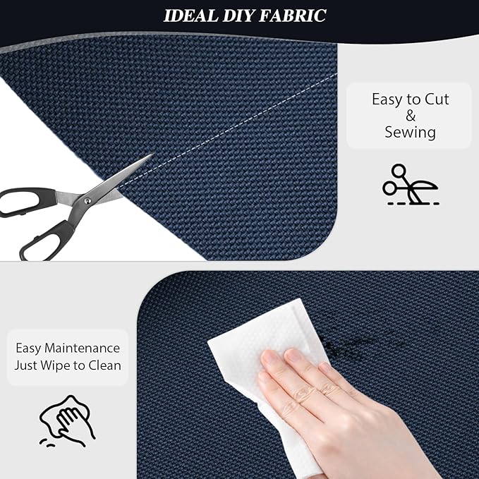 ANMINY 100% Waterproof Outdoor Fabric 8 Yards, 58" W 600D Marine Canvas Fabric with PVC Backing, Ripstop Upholstery Material by The Yard for Furniture Boat Covers Tent Awning, Blue
